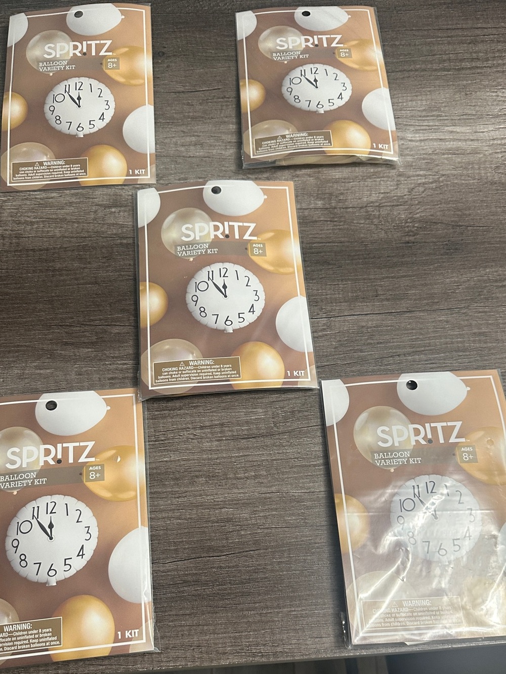 Spritz Gold and White Clock Balloon Variety Kit (5 Pack)
